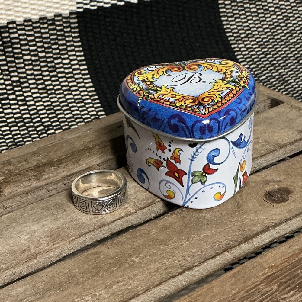 Brighton great shape 925 rare vintage silver band etched unisex ring size 7